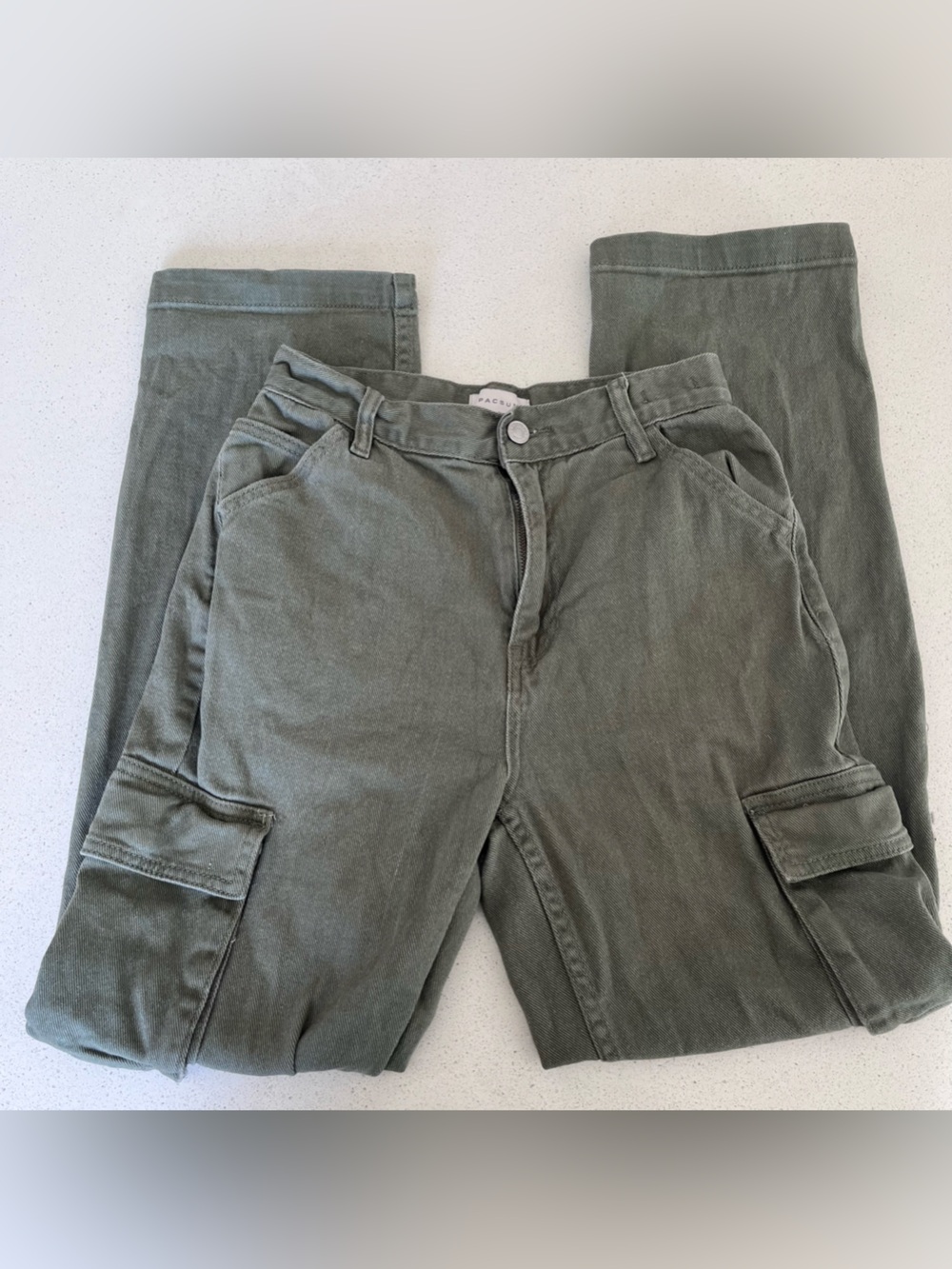 PacSun High-Rise Womens Cargo Jeans in Olive Green
